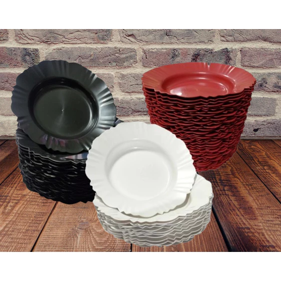 80 Pratos Redondo Com Bordas Refeição Churrasco Festa Plástico - Imagem 2