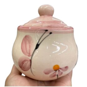 Açucareiro Redondo Pintado á Mão de Cerâmica