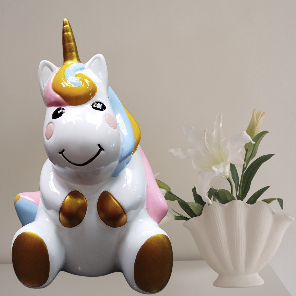 Unicórnio Em Cerâmica Decoração Artigos de Festa Quarto Infantil Cenário - Imagem 4