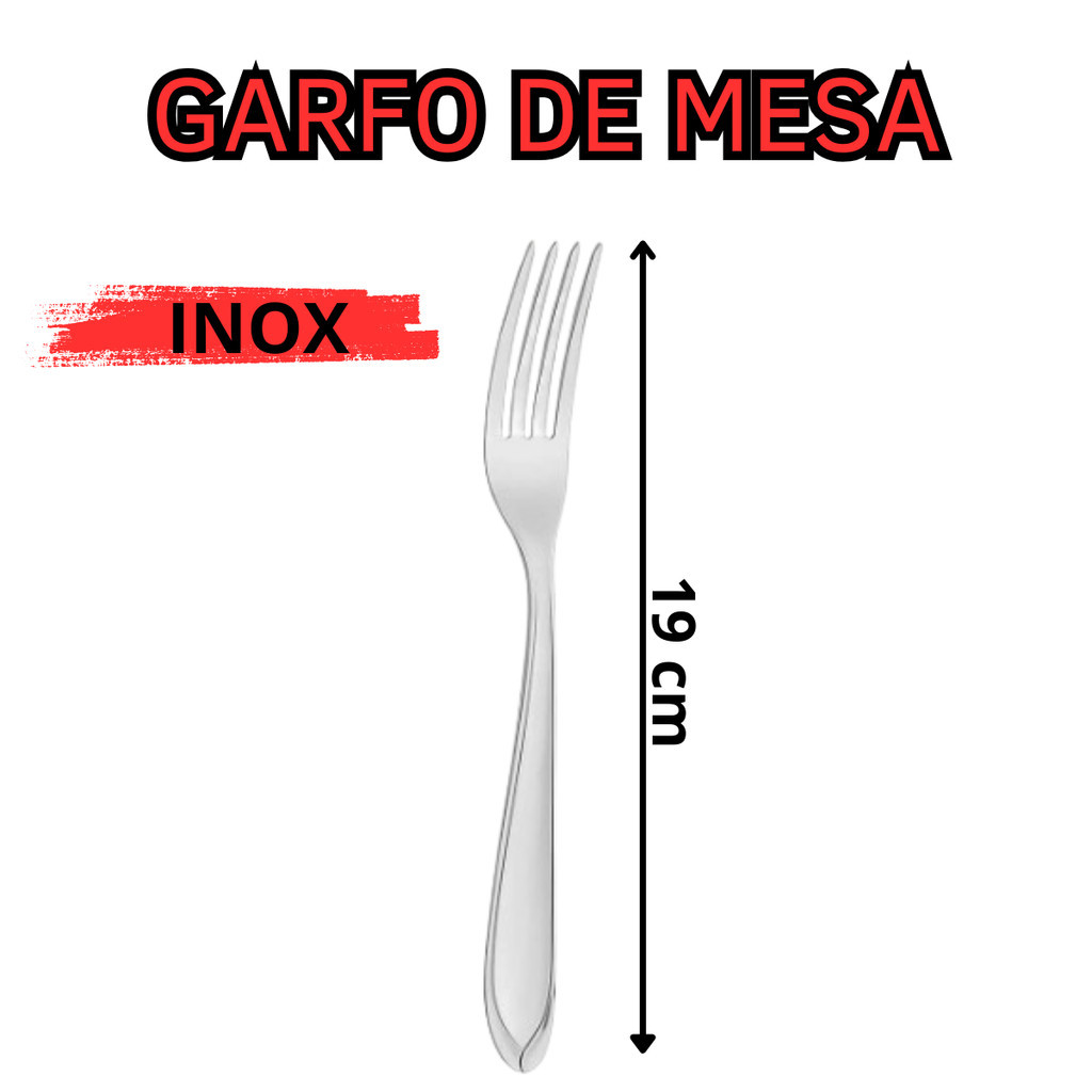 Kit com 6 Garfos de jantar de Mesa feitos em Inox ideal para festas Restaurante Buffet Talheres - Imagem 4