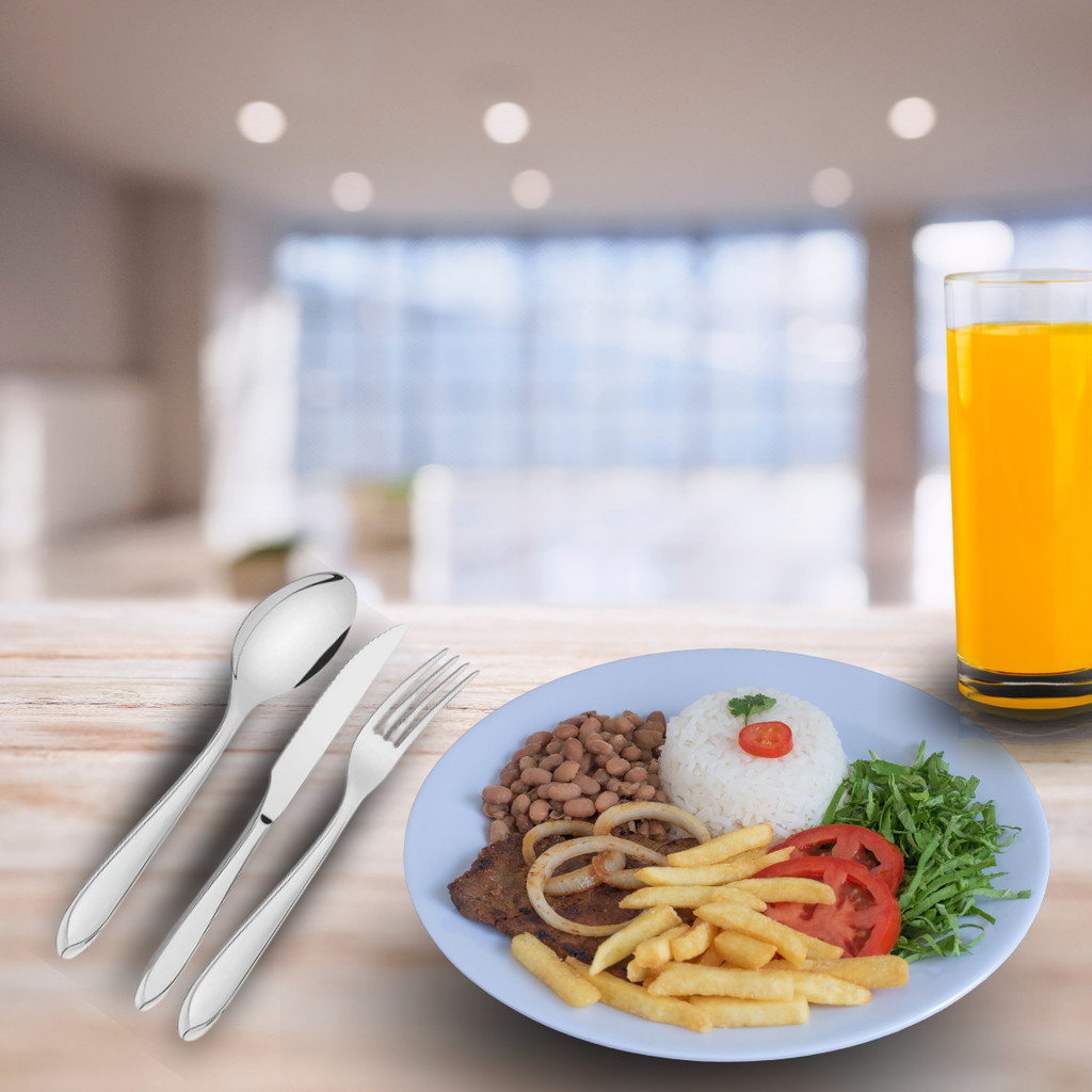 Kit com 6 Garfos de jantar de Mesa feitos em Inox ideal para festas Restaurante Buffet Talheres - Imagem 5