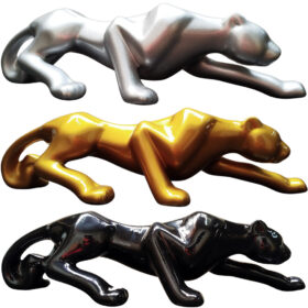 Pantera Negra Decoração Grande Luxo 60cm Onça Jaguar Leopardo em Cerâmica Estatueta