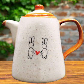 Chaleira em Cerâmica Louça para Café ou Chá de 1,2L Grande Com Alça E Tampa