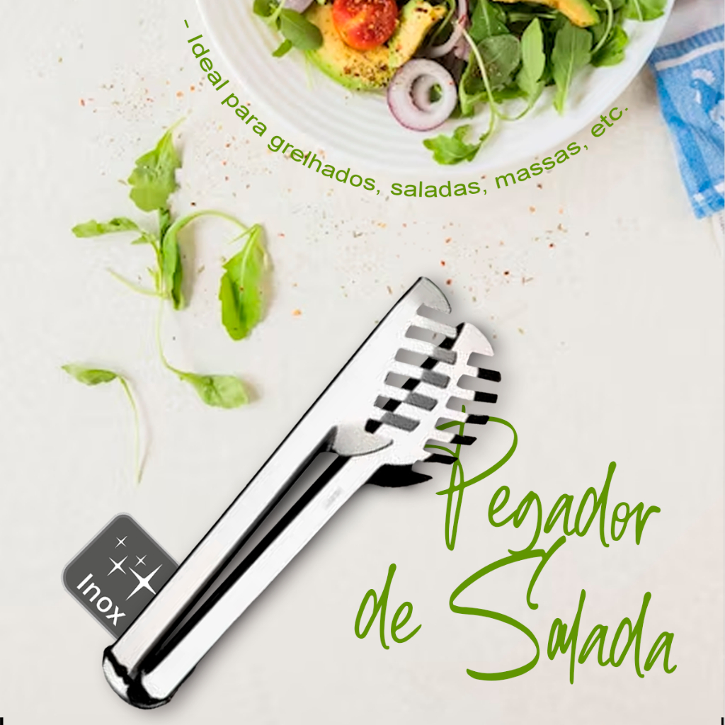 Pegador Multiuso Universal Cozinha Carne Massa Macarrão Salada Metal 20cm