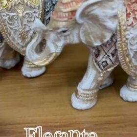 Elefante Estrelinha Da Sorte Enfeite Decorativo Gesso 14cm