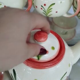 Lindo Bule Chaleira com tampa em Cerâmica Pintado a Mão 600ml Diversas cores Decoração