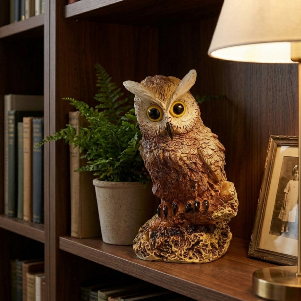 Estátua de Coruja em Gesso 18cm para Decoração - Imagem 2