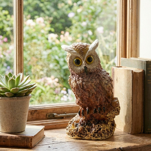 Estátua de Coruja em Gesso 18cm para Decoração - Imagem 3