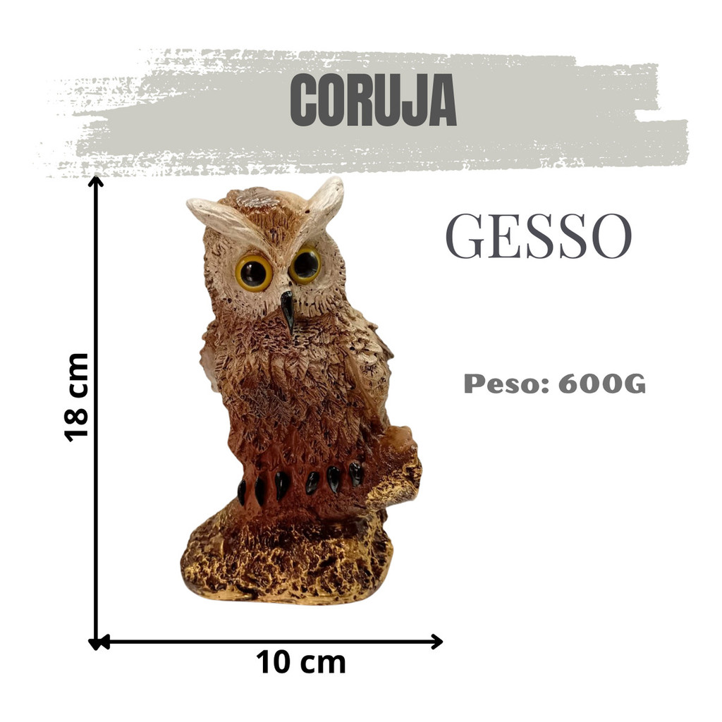 Estátua de Coruja em Gesso 18cm para Decoração - Imagem 5