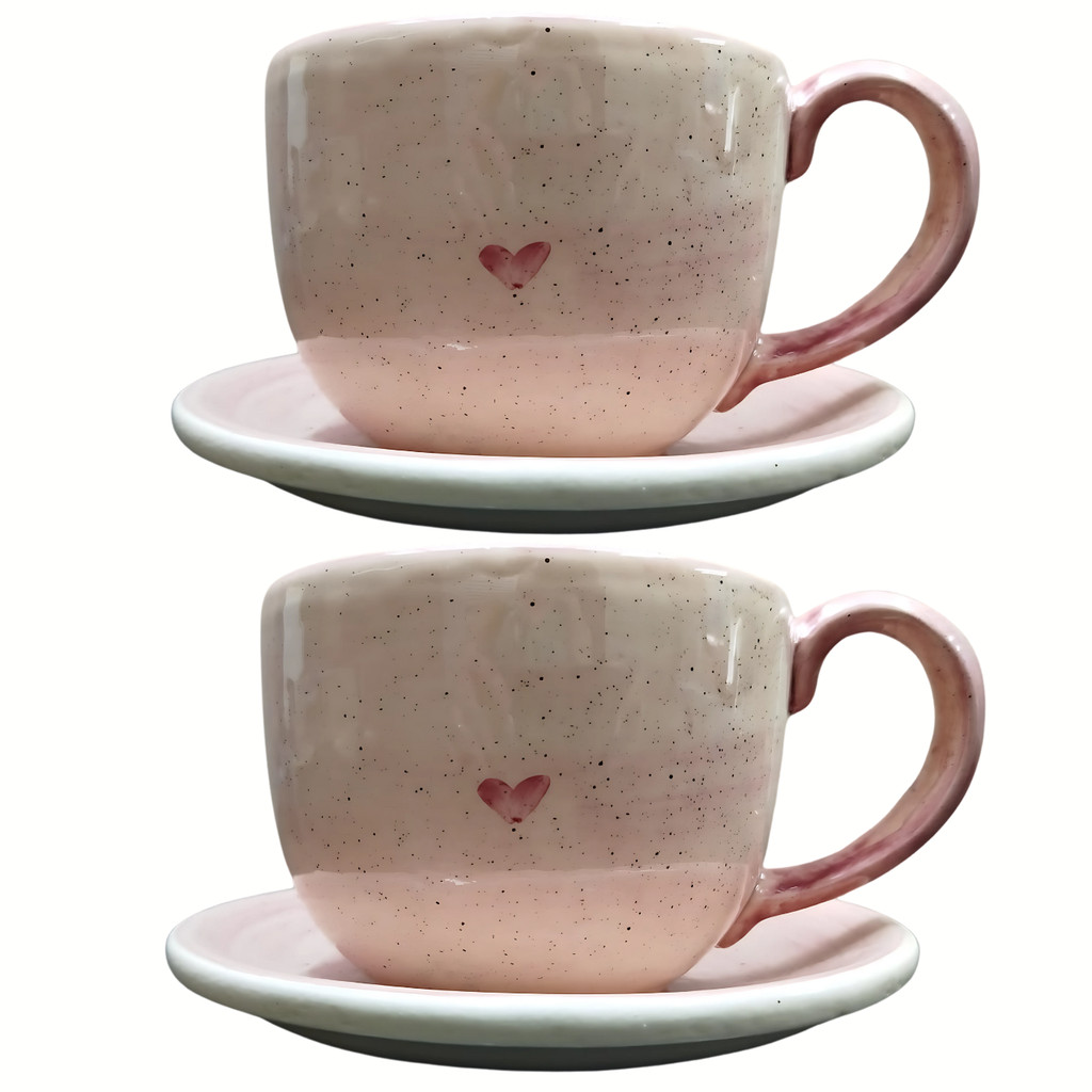 Kit 2 Canecas Xícaras Consume Cerâmica Jumbo Rosa Sopas Caldos 700ml Grande