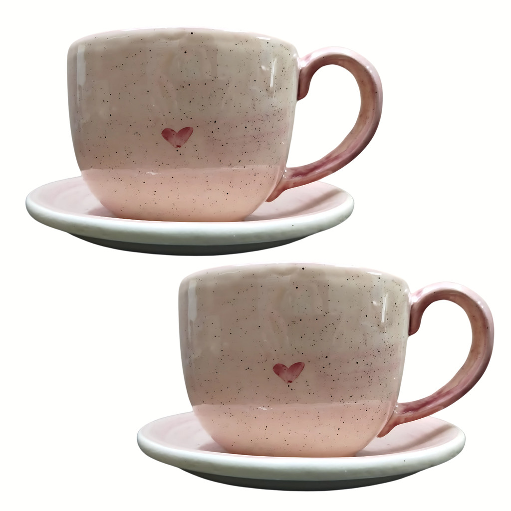 Kit 2 Canecas Xícaras Consume Cerâmica Jumbo Rosa Sopas Caldos 700ml Grande - Imagem 2