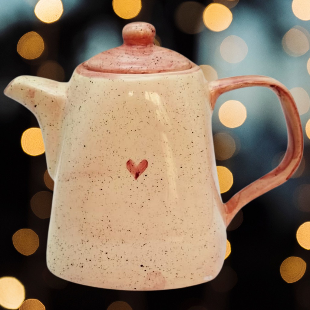 Linda Chaleira Com Tampa em cerâmica Louça Rosa com Coração Bule De Café 1,2ML Pintado a mão