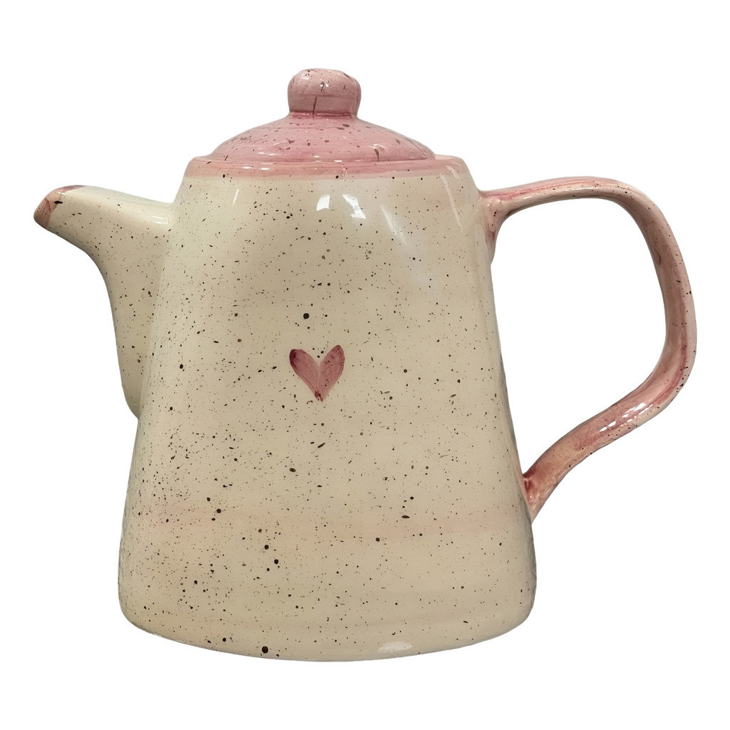 Linda Chaleira Com Tampa em cerâmica Louça Rosa com Coração Bule De Café 1,2ML Pintado a mão - Imagem 3