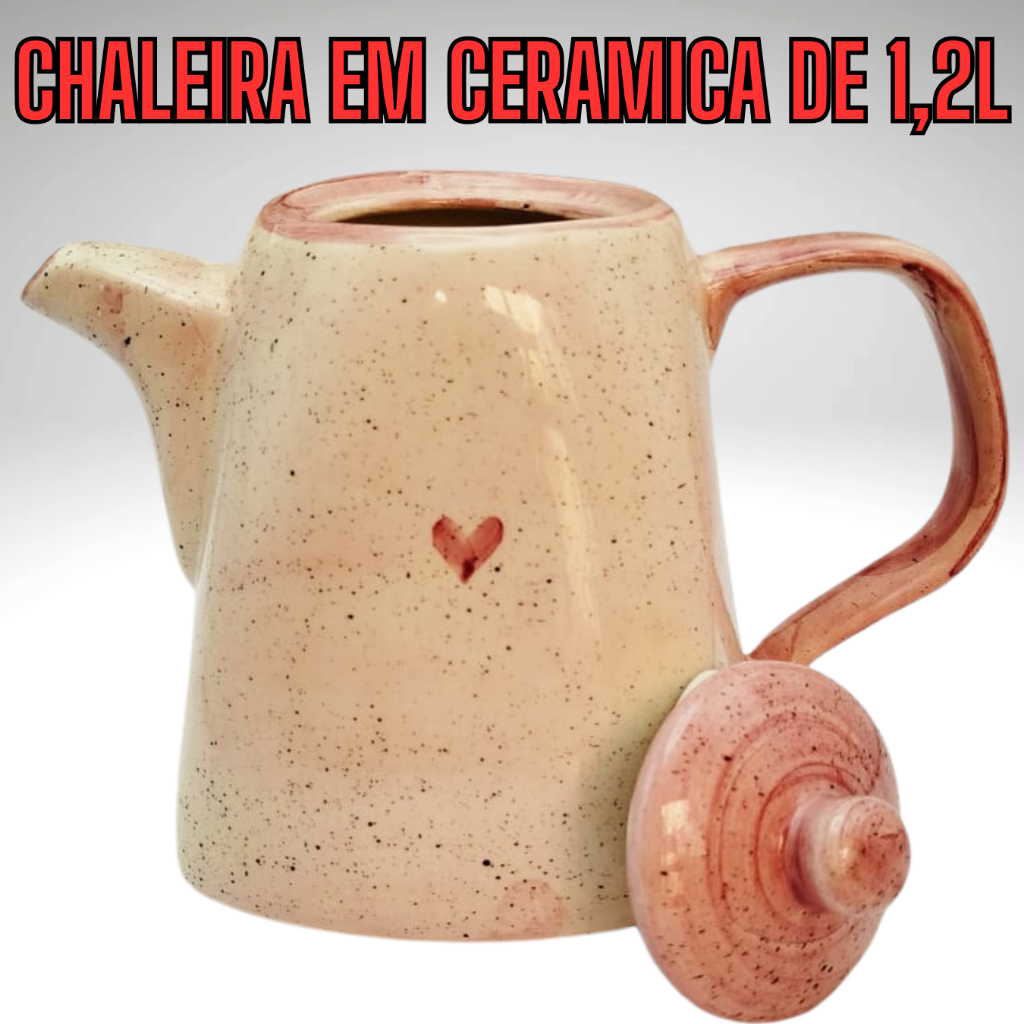 Linda Chaleira Com Tampa Grande de 1,2L feita em Cerâmica Louça De Café Pintado a mão - Imagem 2