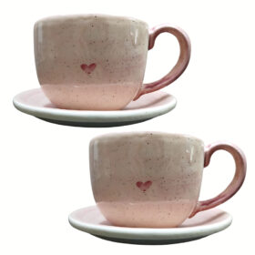 Kit 2 Canecas Xícaras Consume Cerâmica Jumbo Rosa Sopas Caldos charmoso para sua cozinha ou mesa.
