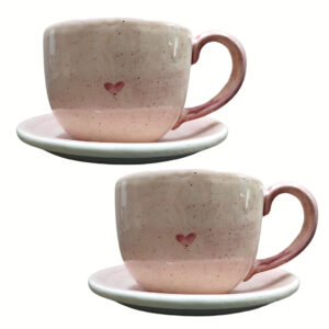 Kit 2 Canecas Xícaras Consume Cerâmica Jumbo Rosa Sopas Caldos charmoso para sua cozinha ou mesa.