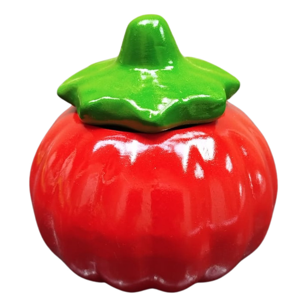 Abóboras Vermelhas com Folha Verde Decoração em Cerâmica - Imagem 2