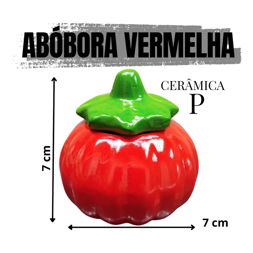 Abóboras Vermelhas com Folha Verde Decoração em Cerâmica - Imagem 5