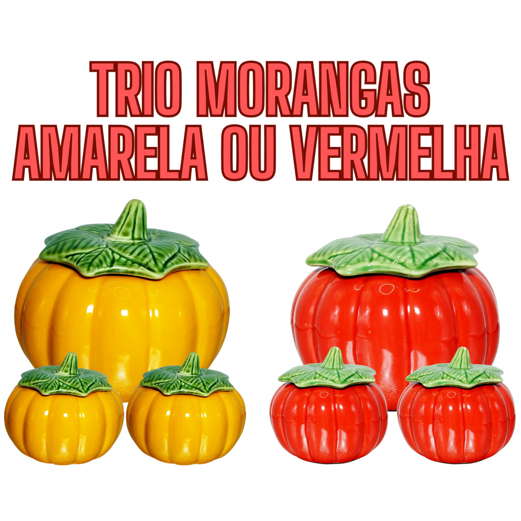 Trio De Mini Potes Moranga Moranguinha Abóbora Finger Food Mesa Posta Cerâmica