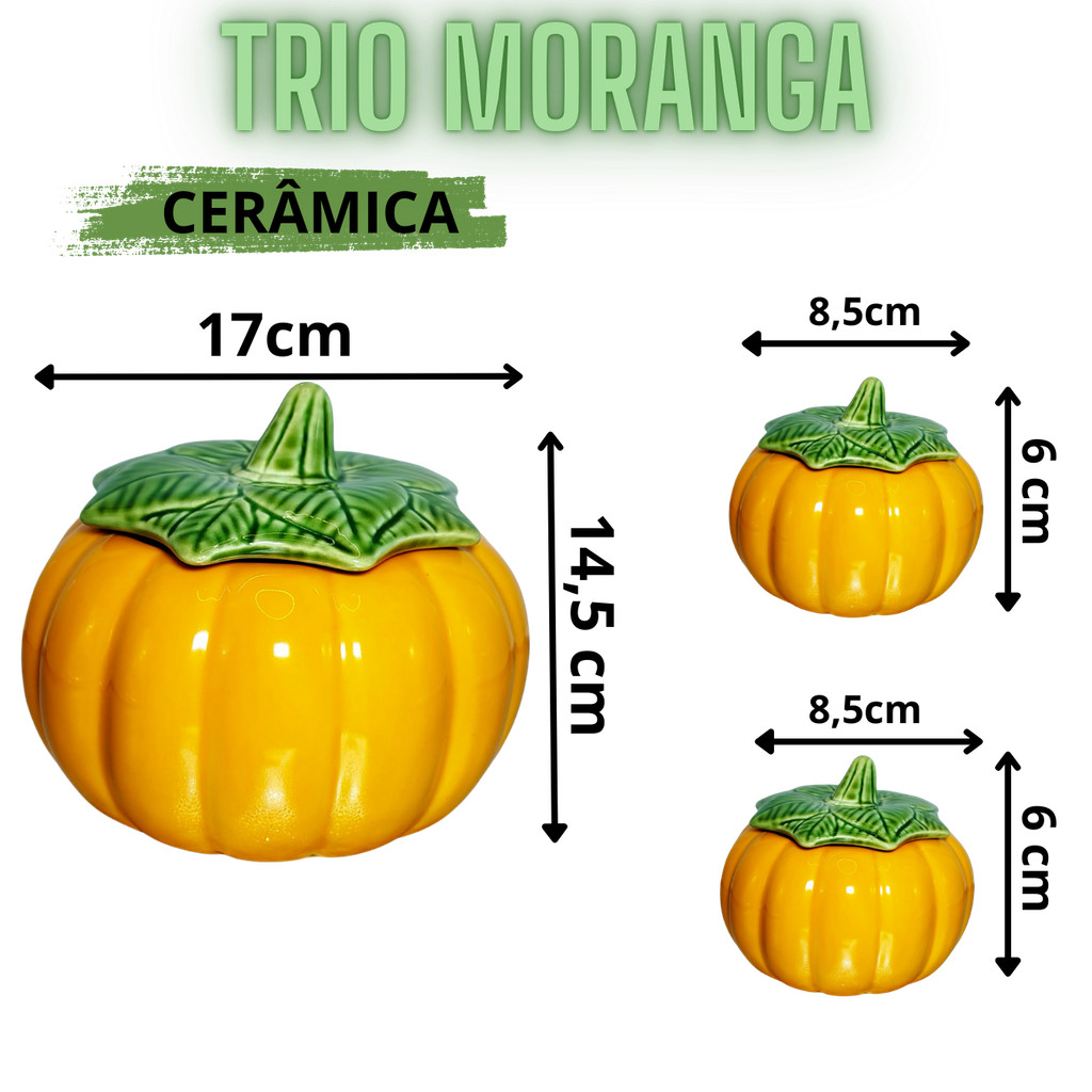 Trio De Mini Potes Moranga Moranguinha Abóbora Finger Food Mesa Posta Cerâmica - Imagem 5