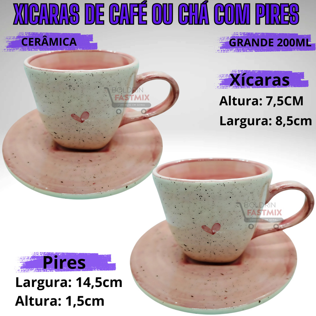 Jogo com 2 Xicaras para Café de 200ml Páscoa com Pires Cerâmica xícara para cafe jogo de chá - Imagem 3