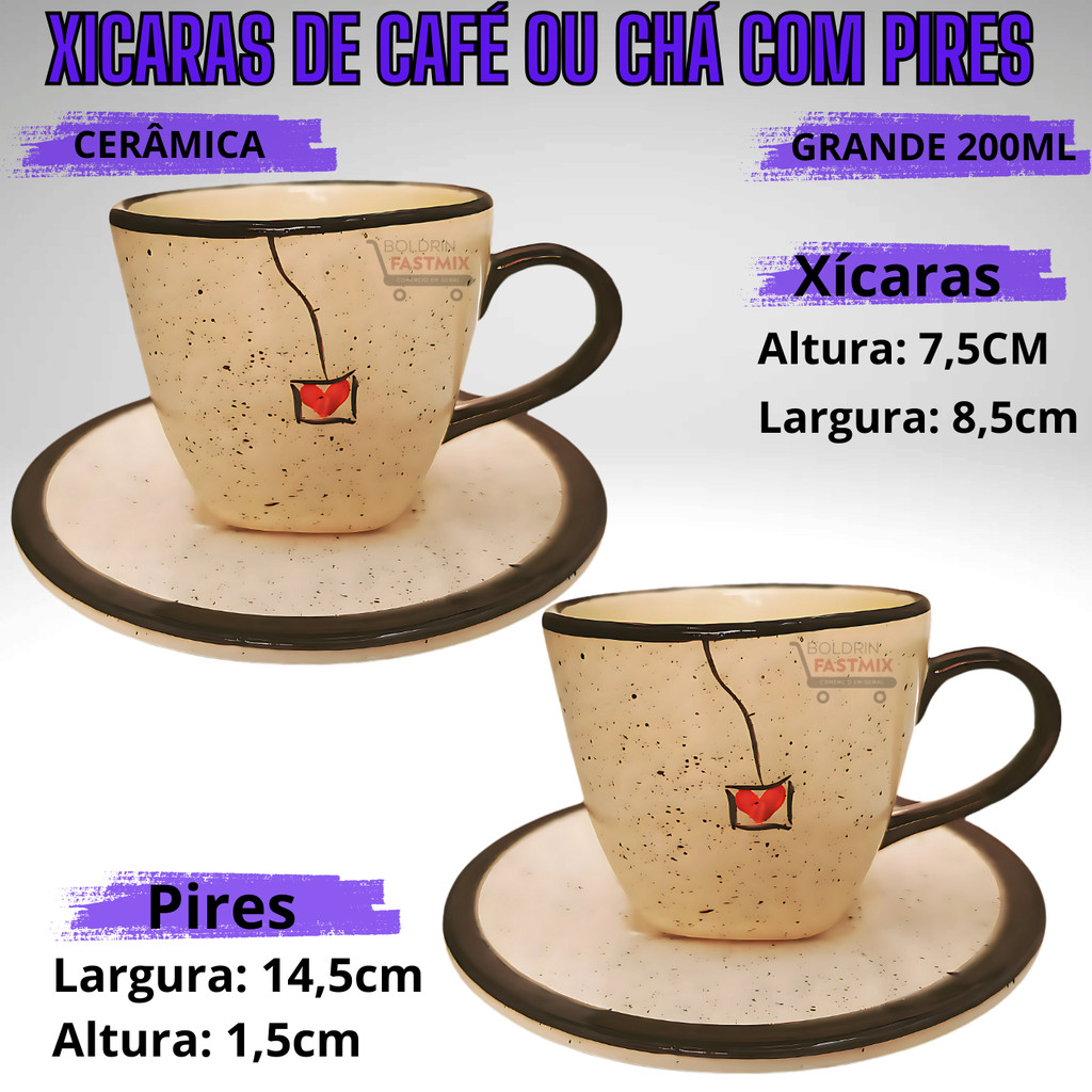 Jogo com 2 Xicaras para Café de 200ml Páscoa com Pires Cerâmica xícara para cafe jogo de chá - Imagem 4
