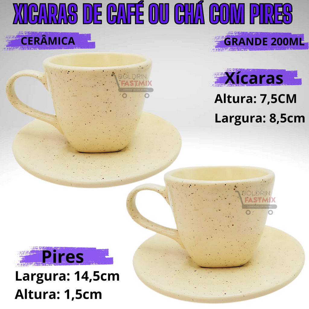 Jogo com 2 Xicaras para Café de 200ml Páscoa com Pires Cerâmica xícara para cafe jogo de chá - Imagem 5