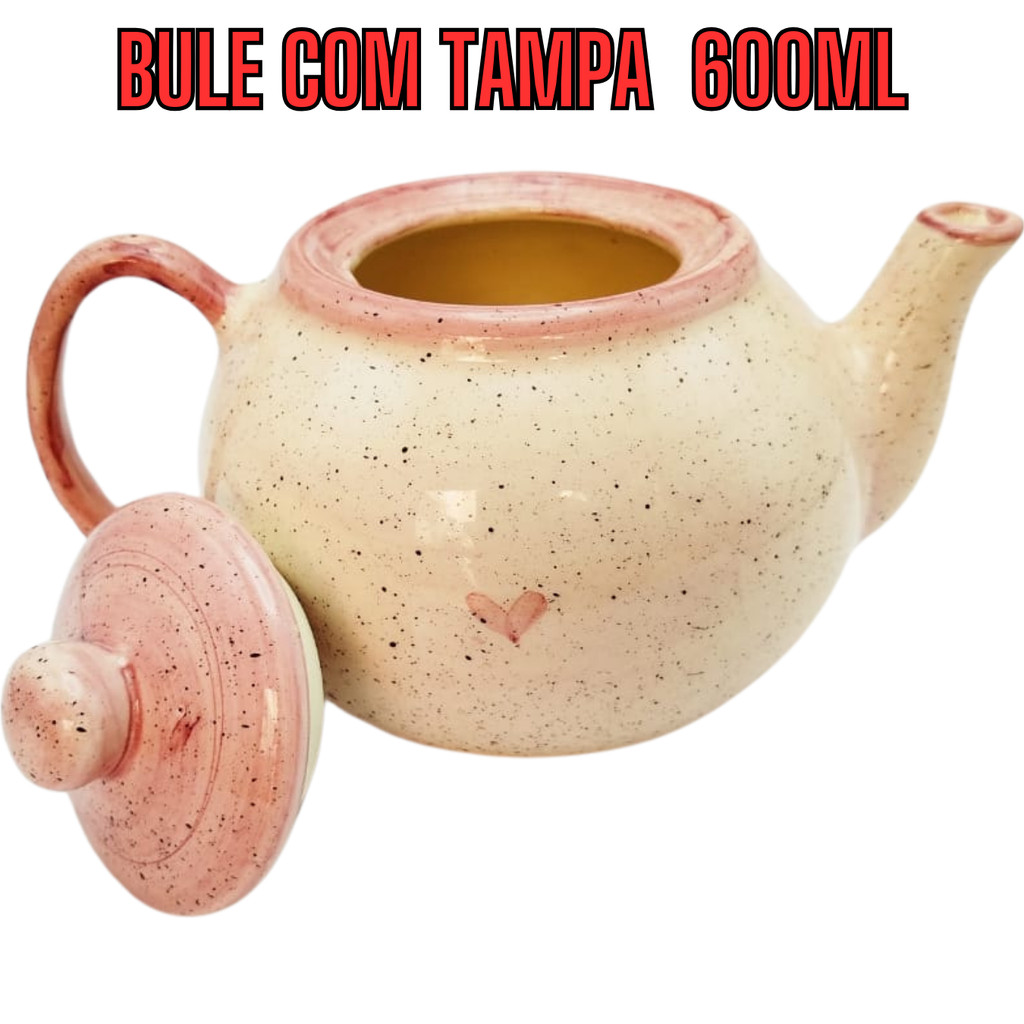 Bule para café ou chá feito em cerâmica de 600ml pintado a mão com tampa - Imagem 4