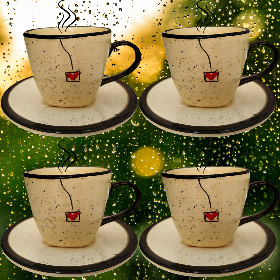 Lindas Xícaras de Café Cafezinho de 200ml com Pires Cerâmica Louça - Imagem 4