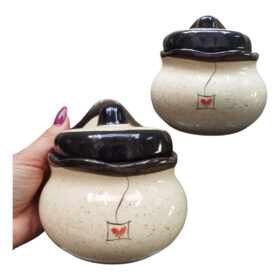 Saleiro de Cerâmica para Parede Pintado à Mão Preto 14cm 400g