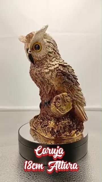 Estátua de Coruja em Gesso 18cm para Decoração