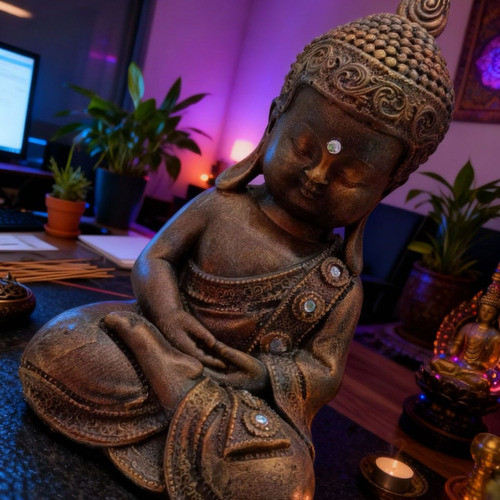 Estatueta Buda Hindu Tailandês Tibetano Meditando 27cm - Imagem 3