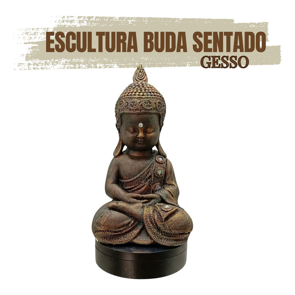Estatueta Buda Hindu Tailandês Tibetano Meditando 27cm - Imagem 5