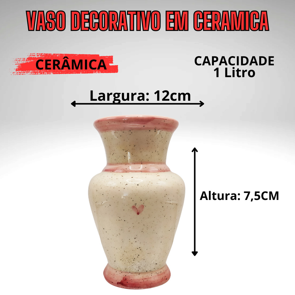 Arte e Sofisticação Vaso em Cerâmica Pintado à Mão - Imagem 2