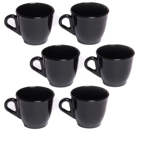 Jogo kit com 6 Xícaras Pequenas Café 60ml Cafézinho Plástico/Acrílico Cores Candy - Imagem 3