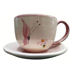 Xícara para Sopa Grande 700ml Consumê em Cerâmica Jumbo Borboleta Caldo Sopas