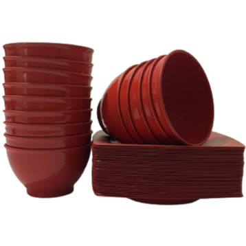 10 Cumbucas 750ml + 10 Pratos Quadrados 22cm de plástico reutilizáveis - Imagem 2