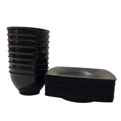 10 Cumbucas 750ml + 10 Pratos Quadrados 22cm de plástico reutilizáveis - Imagem 3