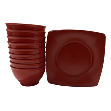 10 Cumbucas 750ml + 10 Pratos Quadrados 22cm de plástico reutilizáveis - Imagem 4