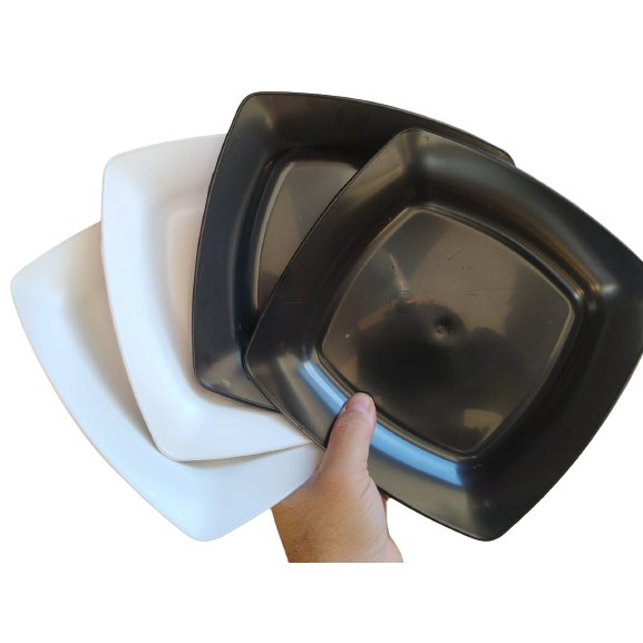 Lindo Kit com 20 Pratos Quadrado Plástico Colorido Resistentes 20cm Jantar Refeição Prato Festa - Imagem 3
