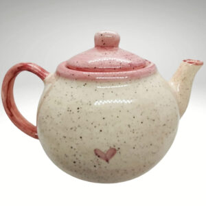 Bule De Café Chaleira Pequena Coração Rosa Cerâmica 600ml Presente Decoração