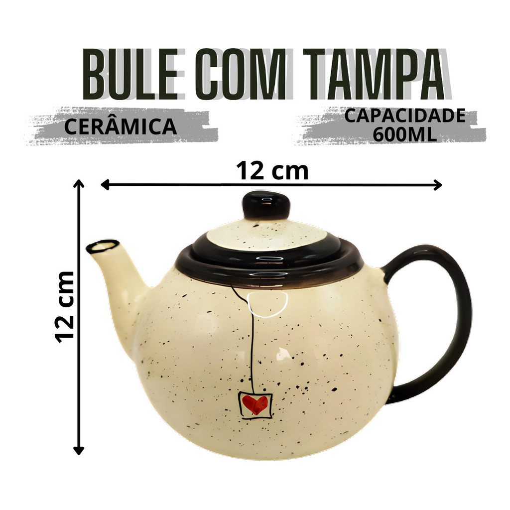 Kit Jogo De Chá Café 4 Xícaras 70ml + Bule 600ml Cerâmica - Imagem 5