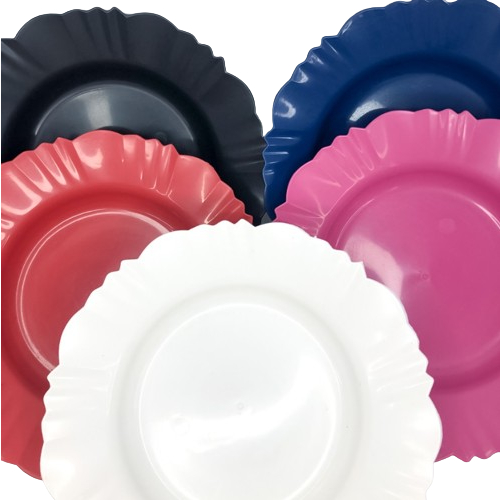 Conjunto 10 Pratos Pétala Redondo Plástico para Refeição Festa Cozinha Eventos Comemorações - Imagem 2