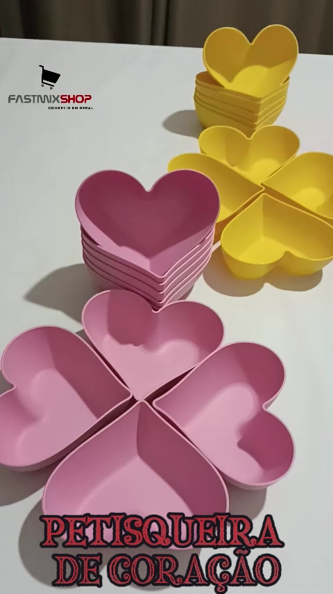 Kit de Petisqueira Coração Com 5 ou 10 Unidades Vermelha ou Sortidas Pote Sobremesa bowl 300ml.