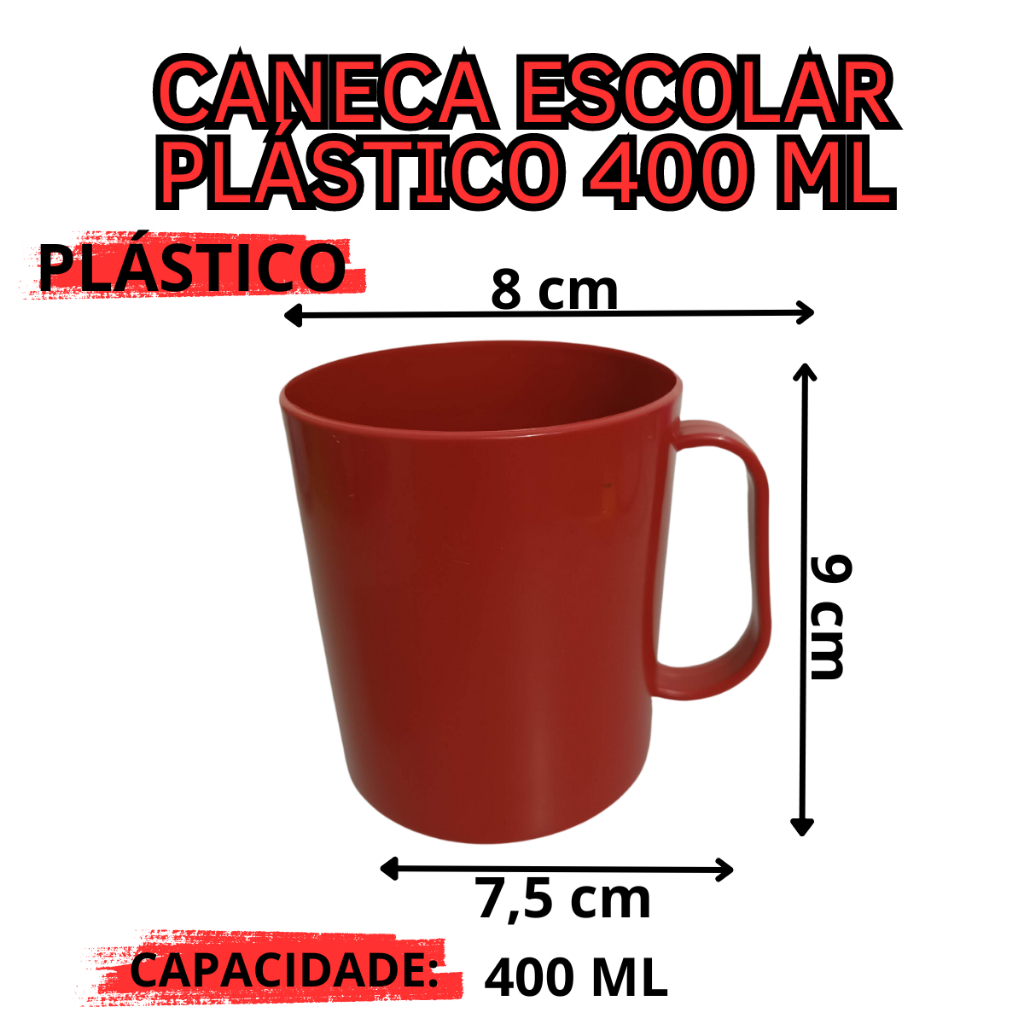 Kit C/30 Caneca Escolar 400ml Colorido ideal para Leite água suco café Plastico PP - Imagem 5