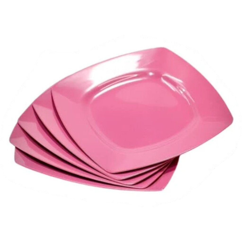 Kit 30 Pratos Jantar Quadrado Top Churrasco 20Cm colorido - Imagem 4