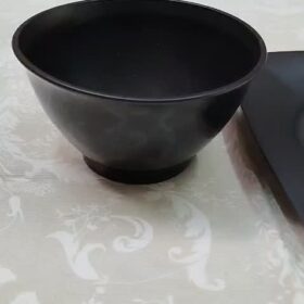 Kit 10 Pratos Quadrados 10 Cumbucas 700ml Plástico Preto