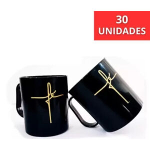 Kit com 30 Xicara copo caneca fé preta 400ML plastica personalizada lembrancinha