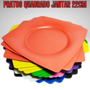 Kit 50 Pratos Jantar Quadrado de Plástico para Lanche Refeição Festas Eventos Cofraternização