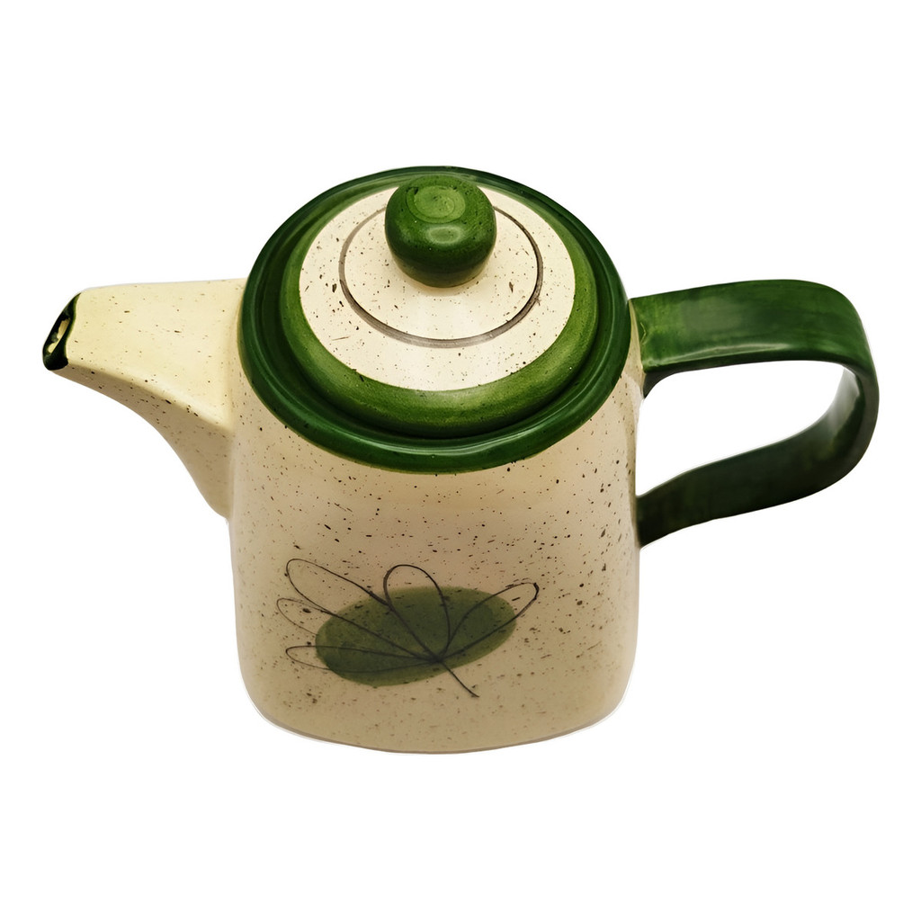 Bule De Café Chaleira Grande Verde Folha Cerâmica 1,2l Chá - Imagem 2